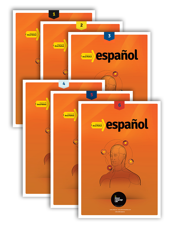 Seria sześciu podręczników do nauki języka hiszpańskiego w Fonetyce Szkole Języków Obcych w Grodzisku Mazowieckim